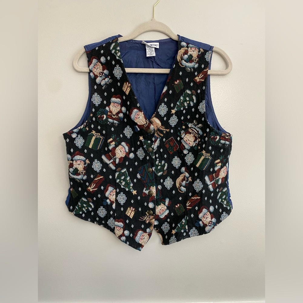 Vintage‎ Christmas Tapestry Vest - L